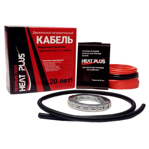 Теплый пол греющий кабель Heat Plus 90м. (1800 Вт)