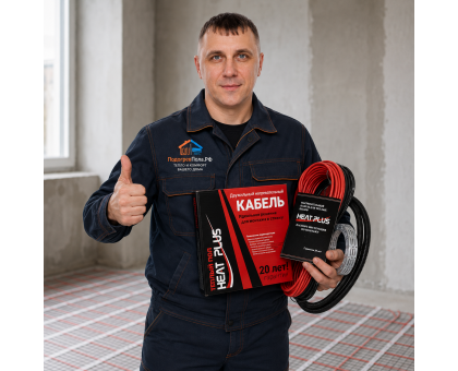 Теплый пол греющий кабель Heat Plus 10м. (200 Вт)