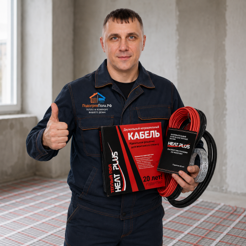 Теплый пол греющий кабель Heat Plus 90м. (1800 Вт)