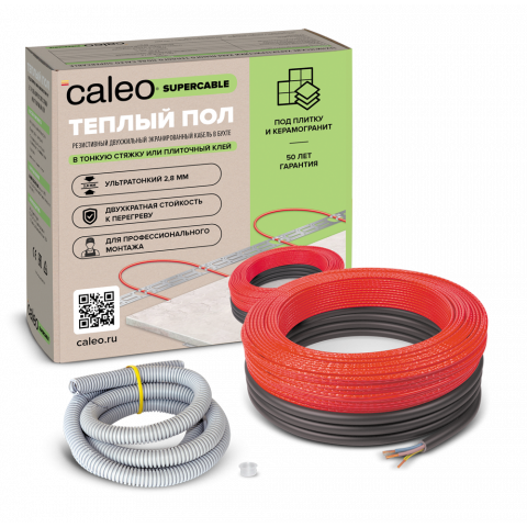Нагревательная секция для теплого пола CALEO SUPERCABLE 18W-90, 8.1-12.5 м2