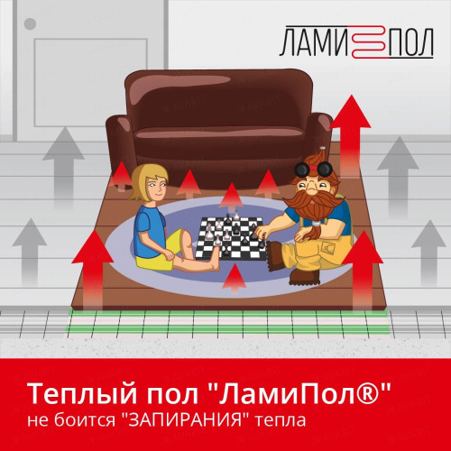 Комплект инфракрасного тёплого пола под паркет, паркетную доску, ламинат, линолеум и ковролин ЛамиПол C160 1 кв.м.
