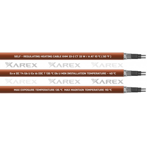 XAREX XHM 33-2 CT (33 Вт/м,Т4) Взрывозащищенный греющий саморегулирующийся кабель